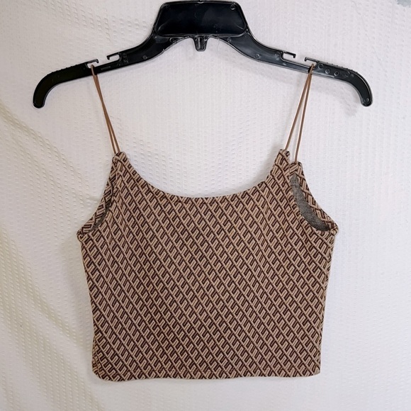 Elodie Elastic Brown Geo Print Cami Crop Tank Top - Size X Small, NWT - Picture 5 of 9